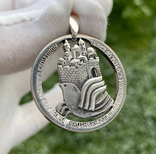 Handmade/Cut REAL & RARE (1971) Solid Silver 25 Lira Coin Pendant